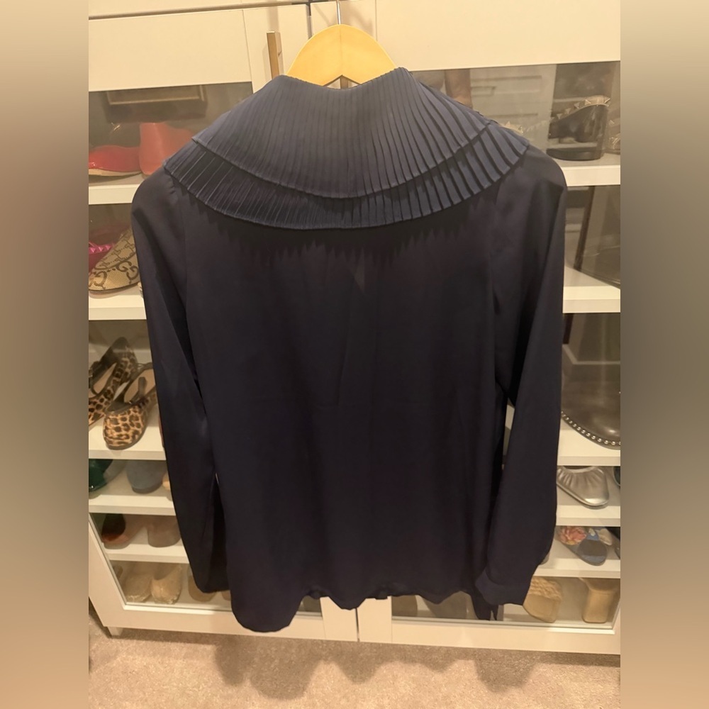 Mina UK Navy Pleated Collar Blouse - Picture 7 of 8